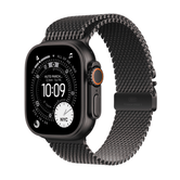 Capa de titânio preto de 49 mm para Apple Watch Ultra 3 GPS + Cellular com laço milanês de titânio preto — pequena