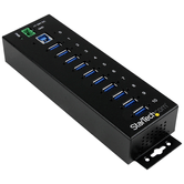 HUB DE METAL ROBUSTO 10 PORTAS USB 3.0 TRILHO DIN E MOUNTAB LE DE PAREDE