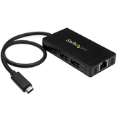 Hub GbE C para USB-C de 3 portas - Power Adapt