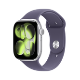 Apple Watch Series 11 GPS + Cellular 46mm Silver Aluminium Case with Purple Fog Sport Band - S/M