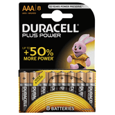 Pacote de 8 pilhas alcalinas Duracell Plus Power AAA LR03