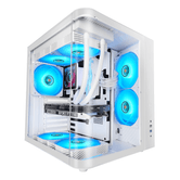 Gabinete ATX MARS GAMING MCCURV MID-TOWER, BRANCO, VIDRO TEMPERADO CONTÍNUO, GPU MÁX. 334 mm 1x3,5 2x2,5