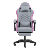 CADEIRA DE JOGOS GAMER MARS MGCXFSPK: TECIDO RECLINÁVEL, DESIGN DE APOIO PARA OS PÉS EXTENSÍVEL OU TECIDO ROSA PRATEADO