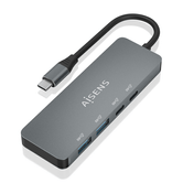 AISENS Hub USB 3 2 Gen2 10G USB C USB C M 2xUSB C H 2xUSB A H Cinza 15 cm