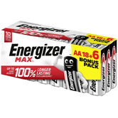 CAJA 18+6 PILAS ALKALINAS MAX TIPO LR6 (AA) ENERGIZER E303513106