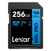 LEXAR 256GB PROFESSIONAL 800X PRO SDXC UHS-I CARDS,  UP TO 150MB/S READ 45MB/S WRITE C10 V30 U3