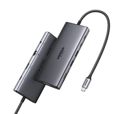 UGREEN HUB 11-IN-1 USB-C TO 3XUSB-C 2X USB-A  HDMI/VGA/RJ45/SD/TF/3.5 MM - GREY