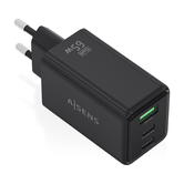 AISENS Cargador GaN 65W  2xUSB C PD3 0 QC4 0  1xUSB A QC3 0  Negro