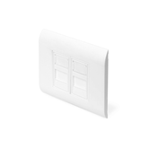 DIGITUS Faceplate for Keystone Jacks  2x RJ45 dust cover  80x80 mm + 2x 22.5 mm modular insert  color pure white
