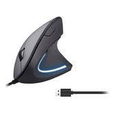 MOUSE VERTICAL EQUIPADO COM USB ERGONÔMICO, 6 BOTÕES, 3200DPI, COR PRETA