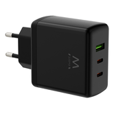 EWENT Cargador Gan Fast 65W 2 USB-C PD-1USB-A QC