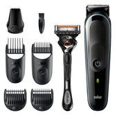 MÁQUINA DE CORTAR CABELO RECARREGÁVEL AJUSTÁVEL BRAUN MGK5345 DE 4 CABEÇAS PARA CABELO E BARBA + GILLETTE