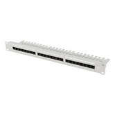 PATCH PANEL LANBERG DE 24 PORTAS 1U 19" CAT.6 UTP COM ORGANIZADOR DE CABOS CINZA
