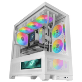 CAIXA ATX SEMI-TORRE MARS GAMING MCLCDX BRANCA DE VIDRO TEMPERADO CONTÍNUO GPU LCD 425 mm 3x2,5 ou 3x3,5