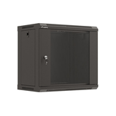 RACK DE ARMÁRIO DE PAREDE LANBERG 19" 9U 540X350 PORTA DE VIDRO PRETO DE EMBALAGEM PLANA