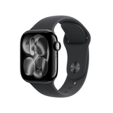Apple Watch Series 11 GPS + Cellular 42mm Jet Black Aluminium Case with Black Sport Band - S/M