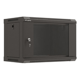 RACK DE ARMÁRIO DE PAREDE LANBERG 19" 6U 540X350 PORTA DE VIDRO PRETO DE EMBALAGEM PLANA
