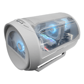 A caixa branca MARS GAMING MC-CYLONW RGB inclui fonte