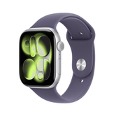 Apple Watch Series 11 GPS + Cellular 46mm Silver Aluminium Case with Purple Fog Sport Band - S/M