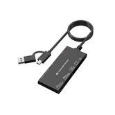 LEITOR DE CARTÃO EXTERNO CONCENTRONIC BIAN010B USB-C E USB-A SD, SDHC, SDXC, Micro SD, MMC, MS, CF, XD