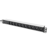 1U Aluminum PDU  19  10x IEC C13  10A  2500W  250VAC 50/60Hz  overl-prot.,1xC14