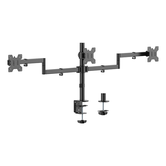 Suporte de mesa giratório e inclinável AISENS Eco para 3 monitores, 10 kg, 3 pivôs, 2 braços de 13, 27, preto