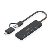 HUB AISENS USB 3.1 GEN1 USB-C/M E USB-A/M-4X TIPO A/H PRETO 15CM