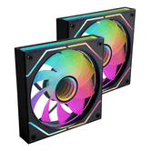 KIT 2xVENTOINHA INTERNA ARGB MARS GAMING MF3DPROX2R PRETA 120mm ARGB 360o PWM ASPAS INVERTIDA
