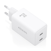 AISENS Cargador GaN 65W  2xUSB C PD3 0 QC4 0  Blanco