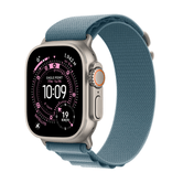 Capa de titânio natural celular para Apple Watch Ultra 3 GPS + de 49 mm com laço alpino azul claro — média