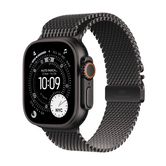Capa de titânio preta para Apple Watch Ultra 3 GPS + Cellular de 49 mm com laço milanês de titânio preto - média
