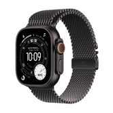 Capa de titânio preta para Apple Watch Ultra 3 GPS + Cellular de 49 mm com laço milanês de titânio preto — grande