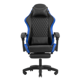 SILLA GAMER MARS GAMING MGCXBBL NEGRA Y AZUL RECLINABLE REPOSABRAZOS AJUSTABLE REPOSAPIES COJINES
