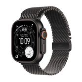 Capa de titânio preta para Apple Watch Ultra 3 GPS + Cellular de 49 mm com laço milanês de titânio preto - média