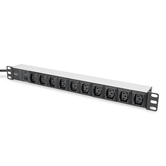 1U Aluminum PDU  19  10x IEC C13  10A  2500W  250VAC 50/60Hz  overl-prot.,1xC14