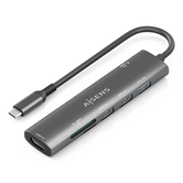 Dock USB C AISENS 7 em 1 USB C A 1x HDMI 2x USB A USB2 0 1x USB A USB3 0 1x USB C PD 100W 1x SD 1x microSD cinza 15 cm