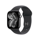 Capa de alumínio preta preta para Apple Watch Series 11 GPS de 42 mm com pulseira esportiva preta - M/L