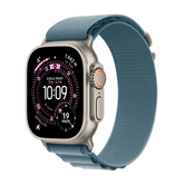 Capa de titânio natural celular para Apple Watch Ultra 3 GPS + de 49 mm com laço alpino azul claro — média