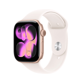 Capa de alumínio em ouro rosa para Apple Watch Series 11 GPS + Cellular de 46 mm com pulseira esportiva Light Blush - S/M