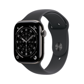 Capa de titânio ardósia celular para Apple Watch Series 11 GPS + de 46 mm com pulseira esportiva preta - M/L
