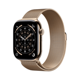Capa de titânio dourado para Apple Watch Series 11 GPS + Cellular de 46 mm com laço dourado milanês - M/L