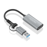 AISENS Conversor Alumínio USB A USB CA HDMI 1080P 60Hz USB AM USB CM HDMI H Cinza 15cm