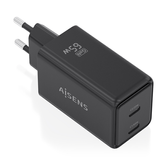 AISENS Cargador GaN 65W  2xUSB C PD3 0 QC4 0  Negro