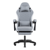 CADEIRA DE JOGOS GAMER MARS MGCXFSW DESIGN DE APOIO PARA PÉS EXTENSÍVEL RECLINÁVEL EM TECIDO? O TECIDO PRATEADO BRANCO