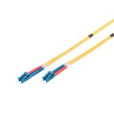 Cabo de conexão de fibra óptica LC-PC para LC-PC Duplex, OS2, amarelo, 1 m