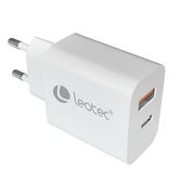 LEOTEC CARGADOR 20W 1 USB C PD+1 USB A blanco(compatible con Apple y Samsung)