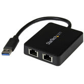 PLACA ETHERNET 2 PORTAS RJ45 EXTERNA USB 3.0 COM 1X USB A