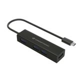 CONCEPTRONIC HUBBIES07B HUB USB-C 3.0 4 PORTAS USB 3.0 CAIXA DE ALUMÍNIO COR PRETA