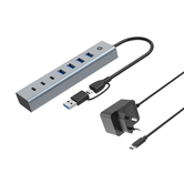 HUB USB 3.0 CONCEPTRONIC HUBBIES20GP 7 PORTAS USB-C A 3XUSB-C 4XUSB-A COM ALIMENTADOR