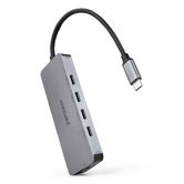 HUB USB-C/M nanocable para 4xUSB-C/H+ USB-C PD 100W